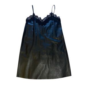 Zara Faux Leather A-line Mini Dress with Lace Trim, Women's Size Small